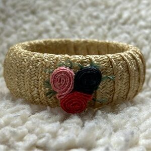 VTG Raffia Bracelet with Flower Accents